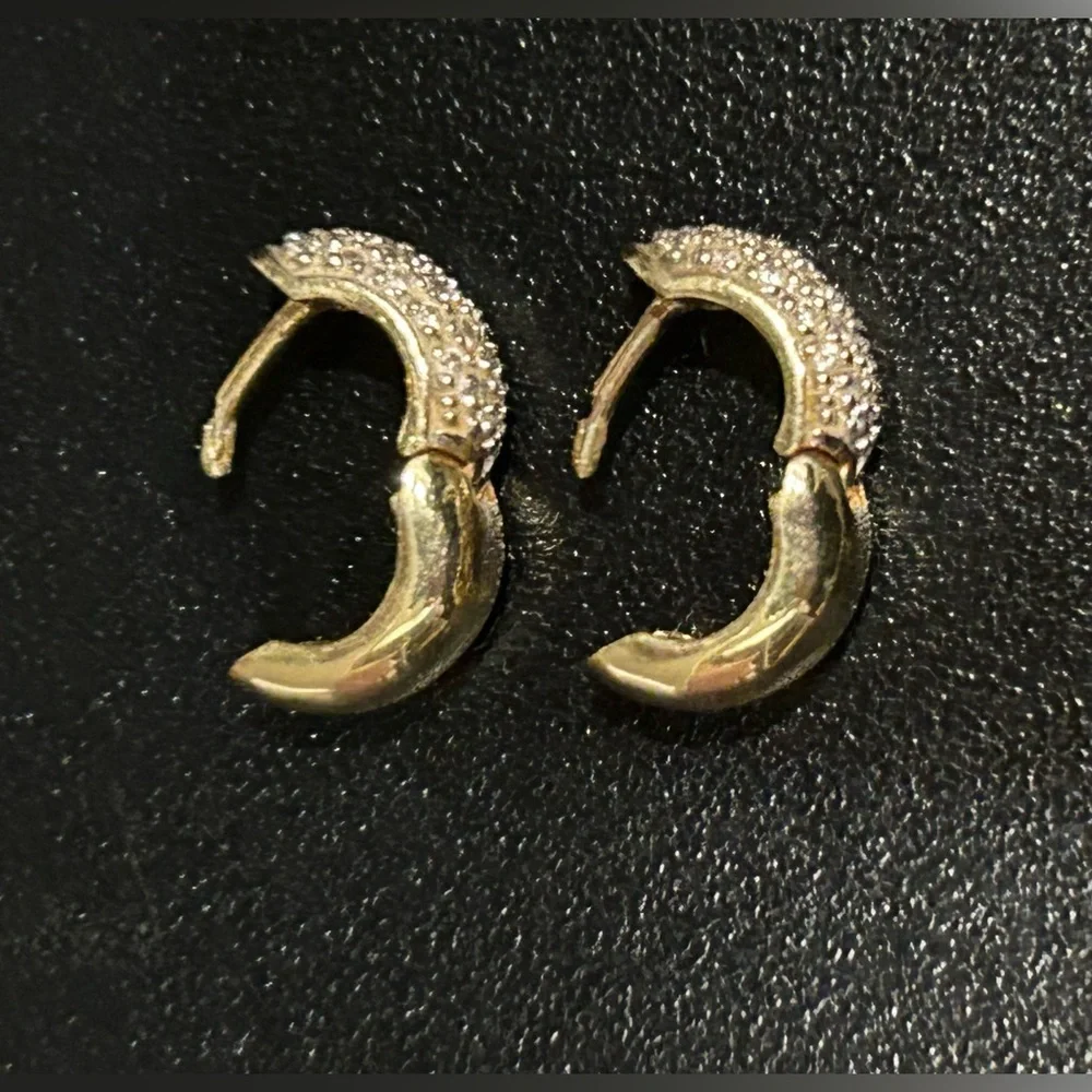 18 Karat Gold and Pave Diamond Huggie Earrings - Picture 10 of 13